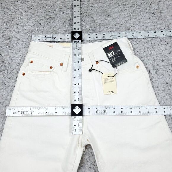 Levi's Premium 501 Original Straight Jeans Size 26 x 32 White High Rise Raw Hem - Picture 8 of 10